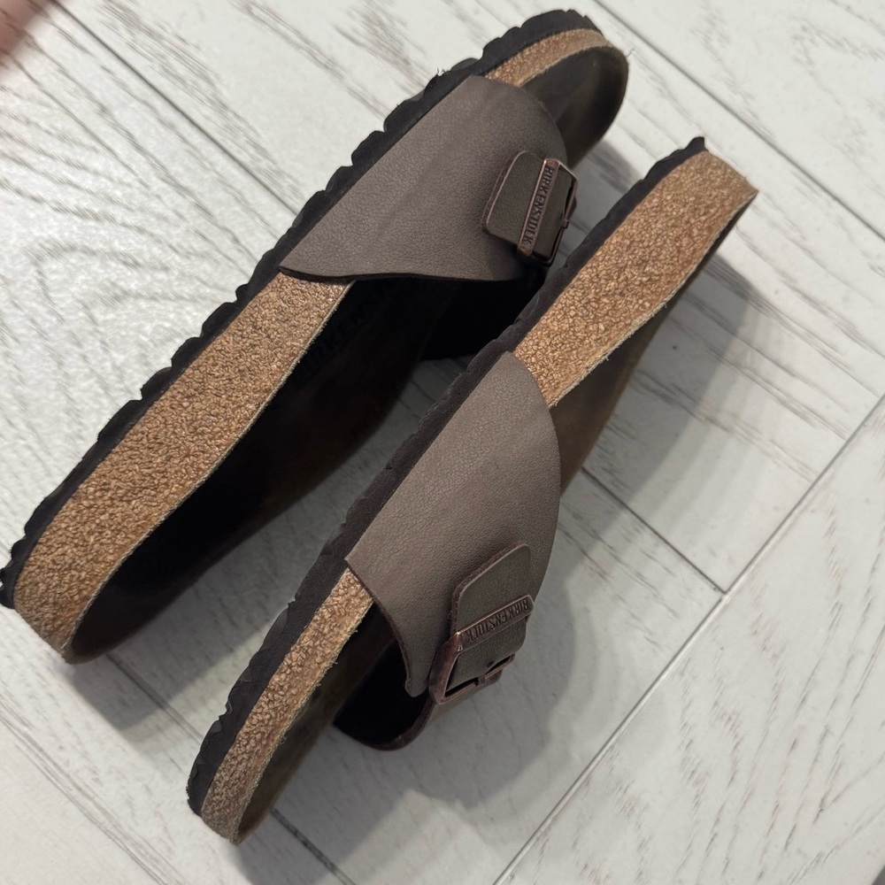 Birkenstock Men's Dark Brown Slide Sandals - Picture 4 of 8